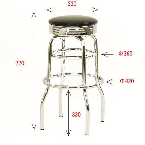 CH-123 グロス カウンターチェアー (つや有り) 背なし スツール イス いす 椅子 バーチェアー ハイチェア カフェ BAR レザー シンプル コンパクト 回転式 アメリカン雑貨 american goods ダイナー 50th 60th 50's 60's アメリカン レトロ